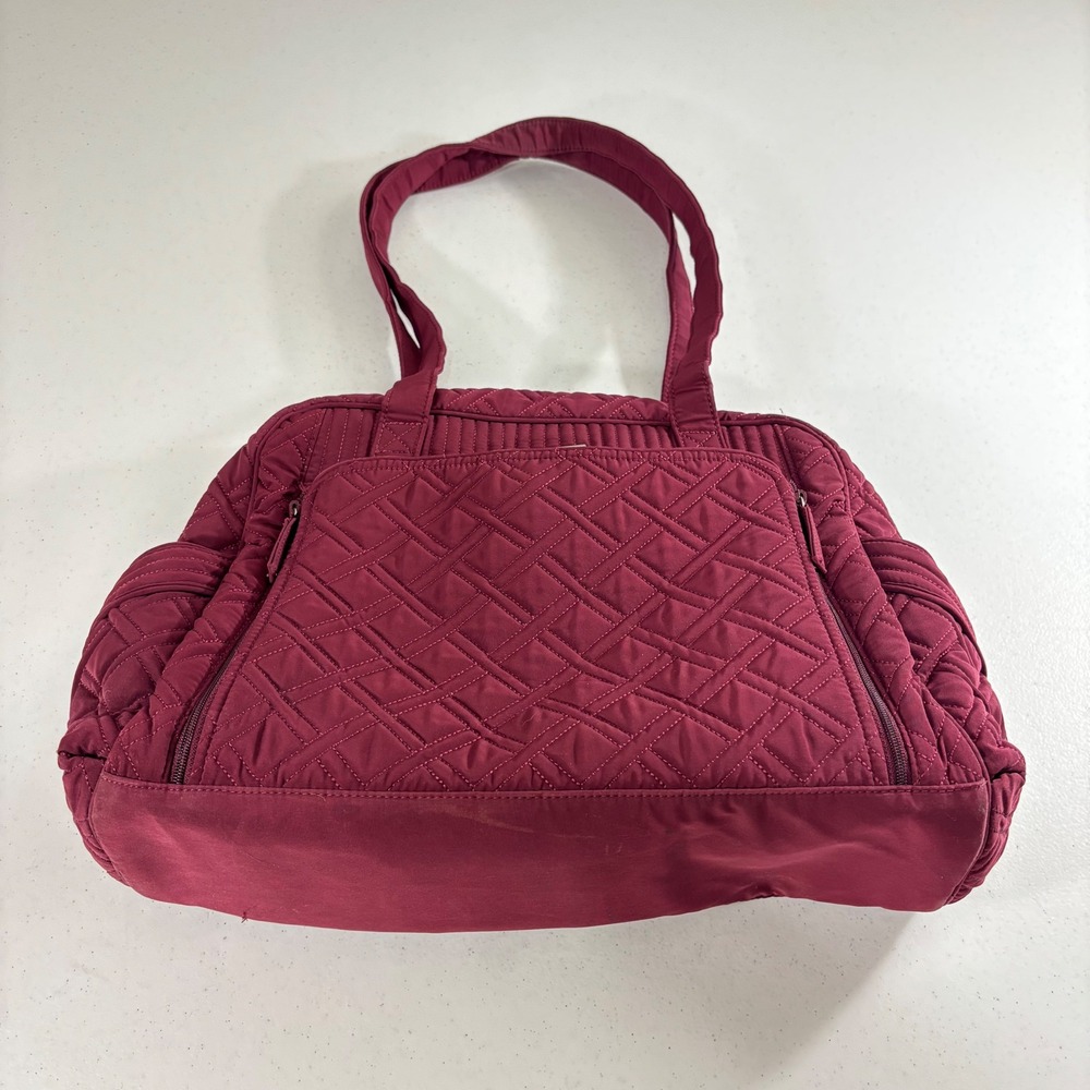 Vera Bradley Quilted Diaper Bag Burgundy Wine Tote Changing Pad Pockets